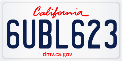 CA license plate 6UBL623