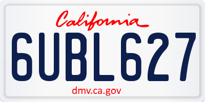 CA license plate 6UBL627