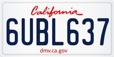 CA license plate 6UBL637