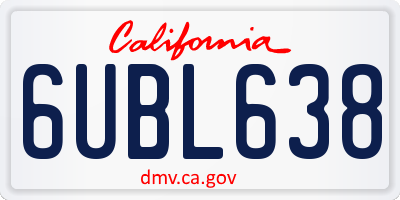 CA license plate 6UBL638