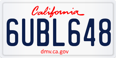 CA license plate 6UBL648