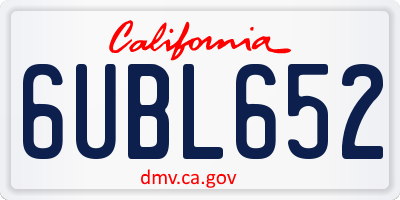 CA license plate 6UBL652