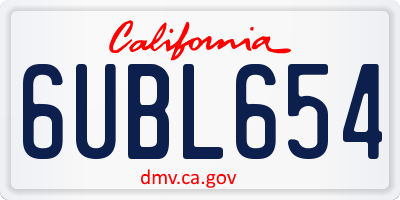 CA license plate 6UBL654
