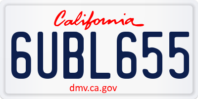 CA license plate 6UBL655