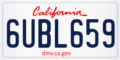 CA license plate 6UBL659