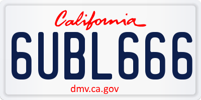 CA license plate 6UBL666