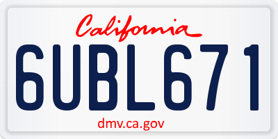 CA license plate 6UBL671