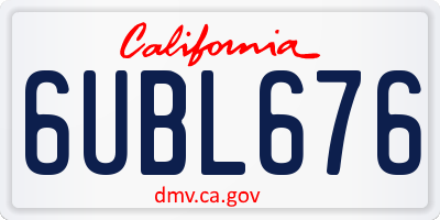 CA license plate 6UBL676