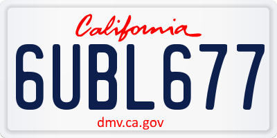 CA license plate 6UBL677