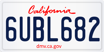 CA license plate 6UBL682