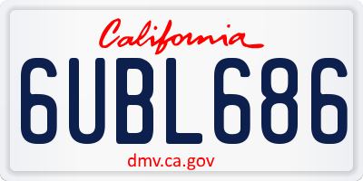 CA license plate 6UBL686