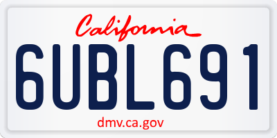CA license plate 6UBL691