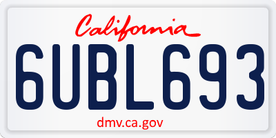 CA license plate 6UBL693