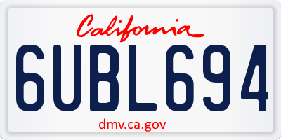 CA license plate 6UBL694