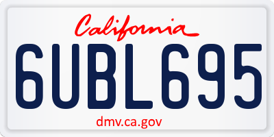 CA license plate 6UBL695