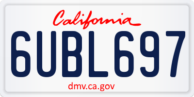 CA license plate 6UBL697