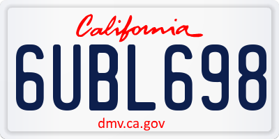 CA license plate 6UBL698