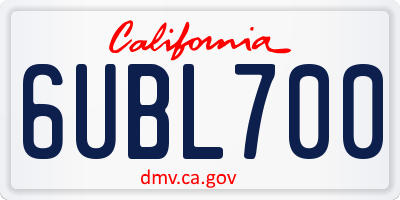 CA license plate 6UBL700
