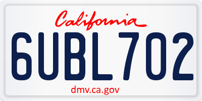 CA license plate 6UBL702