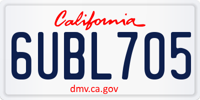 CA license plate 6UBL705