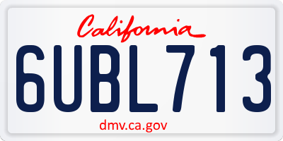 CA license plate 6UBL713