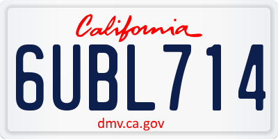 CA license plate 6UBL714
