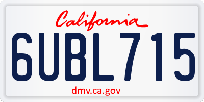 CA license plate 6UBL715
