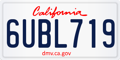 CA license plate 6UBL719