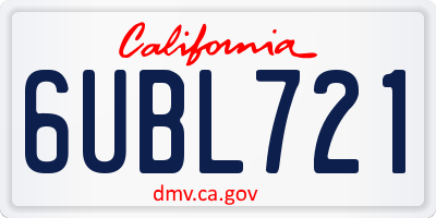 CA license plate 6UBL721
