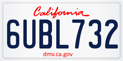 CA license plate 6UBL732