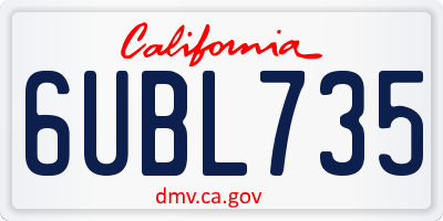 CA license plate 6UBL735