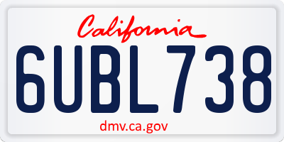 CA license plate 6UBL738