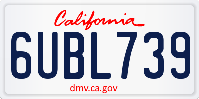 CA license plate 6UBL739