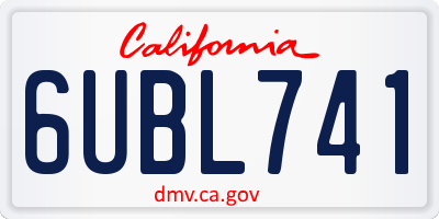 CA license plate 6UBL741