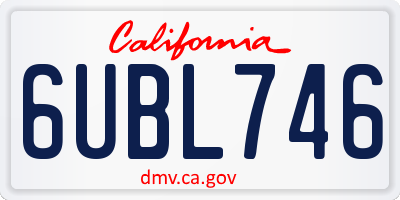 CA license plate 6UBL746