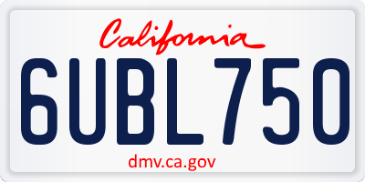 CA license plate 6UBL750