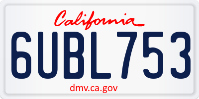 CA license plate 6UBL753