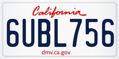 CA license plate 6UBL756