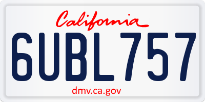 CA license plate 6UBL757
