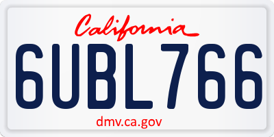 CA license plate 6UBL766