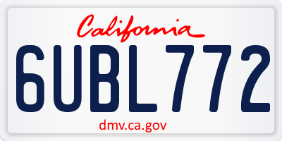 CA license plate 6UBL772