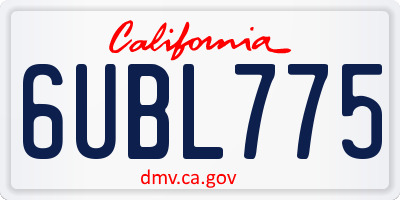 CA license plate 6UBL775