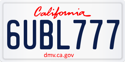 CA license plate 6UBL777