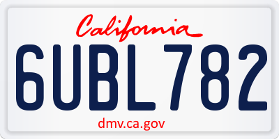 CA license plate 6UBL782