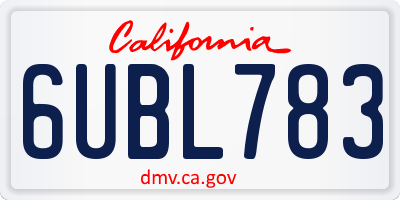 CA license plate 6UBL783