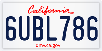 CA license plate 6UBL786