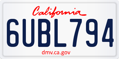 CA license plate 6UBL794
