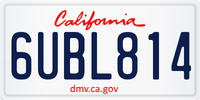 CA license plate 6UBL814