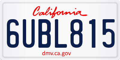 CA license plate 6UBL815