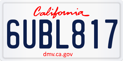 CA license plate 6UBL817